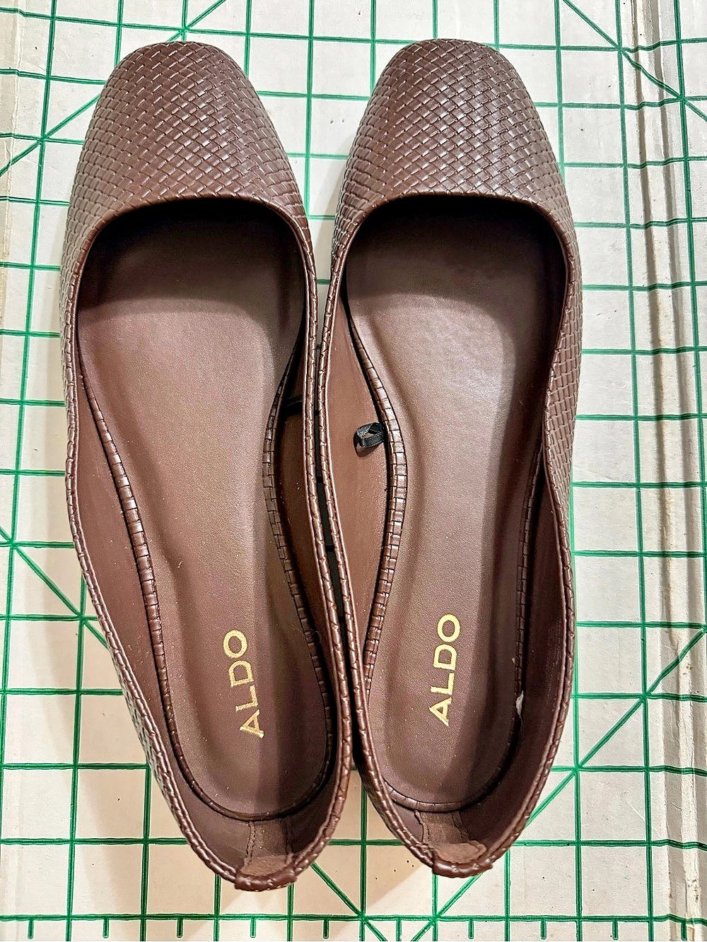 ALDO Women’s Woven Almond Toe Flats Brown US 9.5